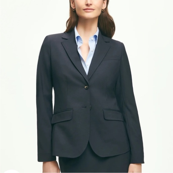 NWT Brooks Brothers Navy Stretch Wool Essentials Collection Women Jacket size 4 - Picture 1 of 15